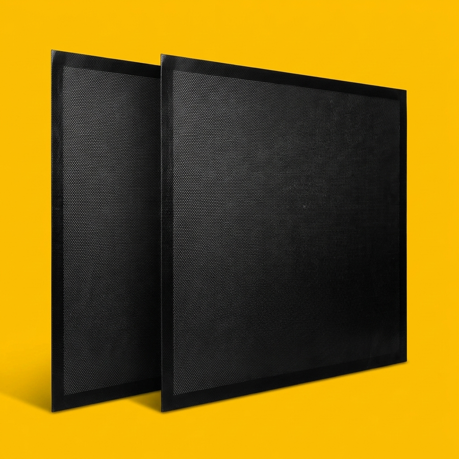 Tapis de Cuisson Barbecue - Vue 3/4 avant, fond jaune